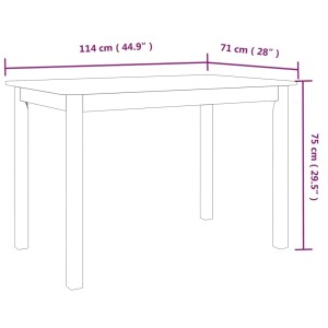 Weißer vidaXL Esstisch (114x71x75 cm) aus massivem Gummiholz, ideal für Esszimmer und Küche.