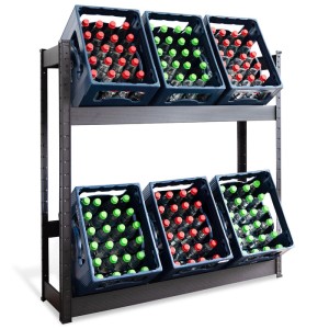 KARAT Flaschenkastenständer Osaka für 6 Getränkekisten, Regalsystem aus Stahl, Farbe Schwarz.