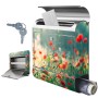 Banjado Edelstahl Briefkasten mit Waldmohn Motiv und Zeitungsfach, inklusive Schlüssel.
