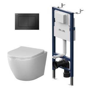 AM.PM WC Set Wand WC Vorwandelement Drückerplatte Toilette mit Spülkasten Komplett IIS90238.XB1701