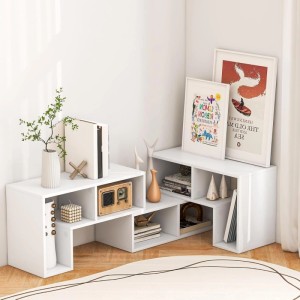 Weißer, modularer Costway Fernsehschrank aus Holz, 3-teilig, flexibel kombinierbar, mit Stauraum für Wohnzimmer.