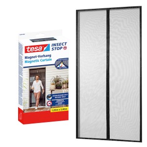 Tesa Magnetvorhang, selbstschließend, 1,20x2,40m, anthrazit. Insektenschutz für Balkon- und Terrassentüren.