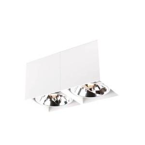 Rechteckiger, weißer QAZQA Design Spot mit 2 Lampen. Moderner Deckenstrahler für Wohnräume.