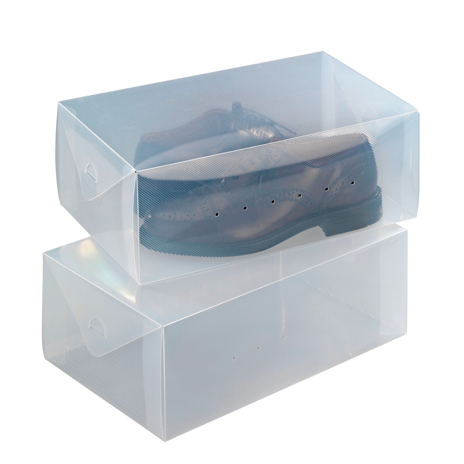 Wenko Schuhboxen 2er-Set: Transparente Aufbewahrungsboxen für Schuhe, stapelbar.