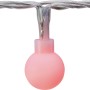 Nahaufnahme: Rosa LED Lichterkette für Außen-Dekoration.