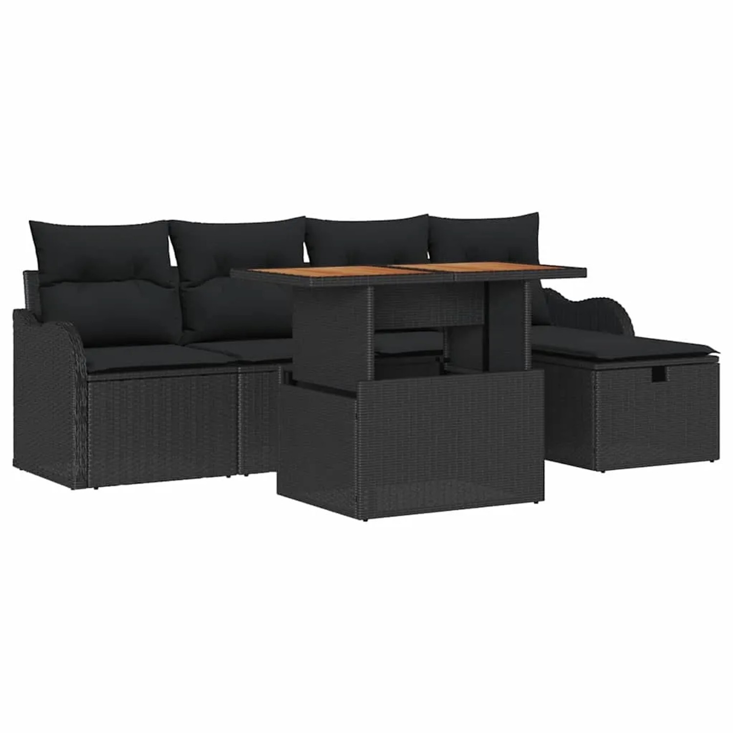 vidaXL Garten-Sofa-Set mit Kissen 6-Tlg Schwarz Poly Rattan 3359936 günstig online kaufen