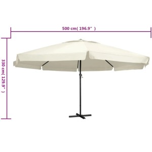 Sandweißer furnicato Sonnenschirm, 600 cm, mit Aluminiummast für Balkon & Garten.