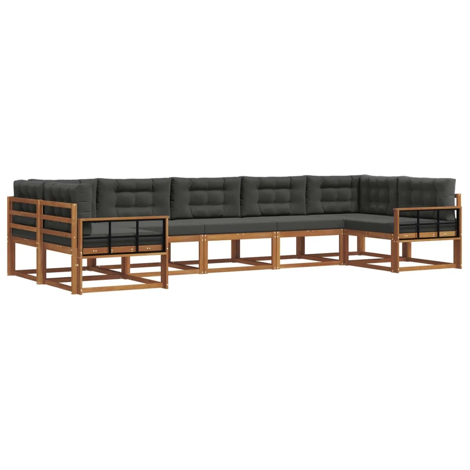 vidaXL Outdoor-Sofagarnitur mit Kissen 7-Tlg Natur und Anthrazit 3368115