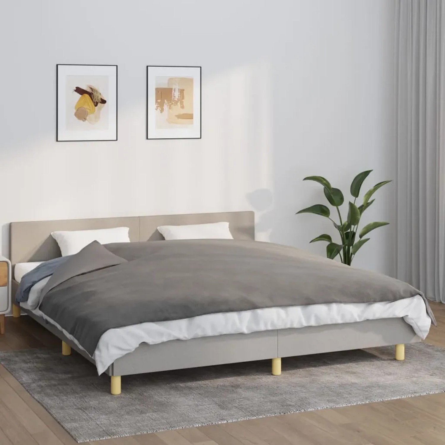 Graue vidaXL Gewichtsdecke (11 kg) mit Bezug auf einem Bett. Ideal für besseren Schlaf.