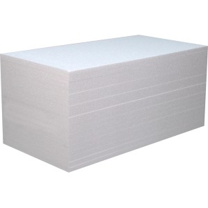 Weiße Trittschall-Dämmplatten EPS 040 DES sg, 1000x500x50-2 mm, für Schall- und Wärmedämmung.
