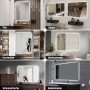 Aica Sanitär Badspiegel 120x80 mit LED-Beleuchtung in verschiedenen Räumen.