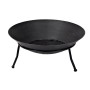 Schwarze CMI Feuerschale aus Gusseisen, Ø 56 cm, mit Ascherost und Ständer für Garten und Terrasse.