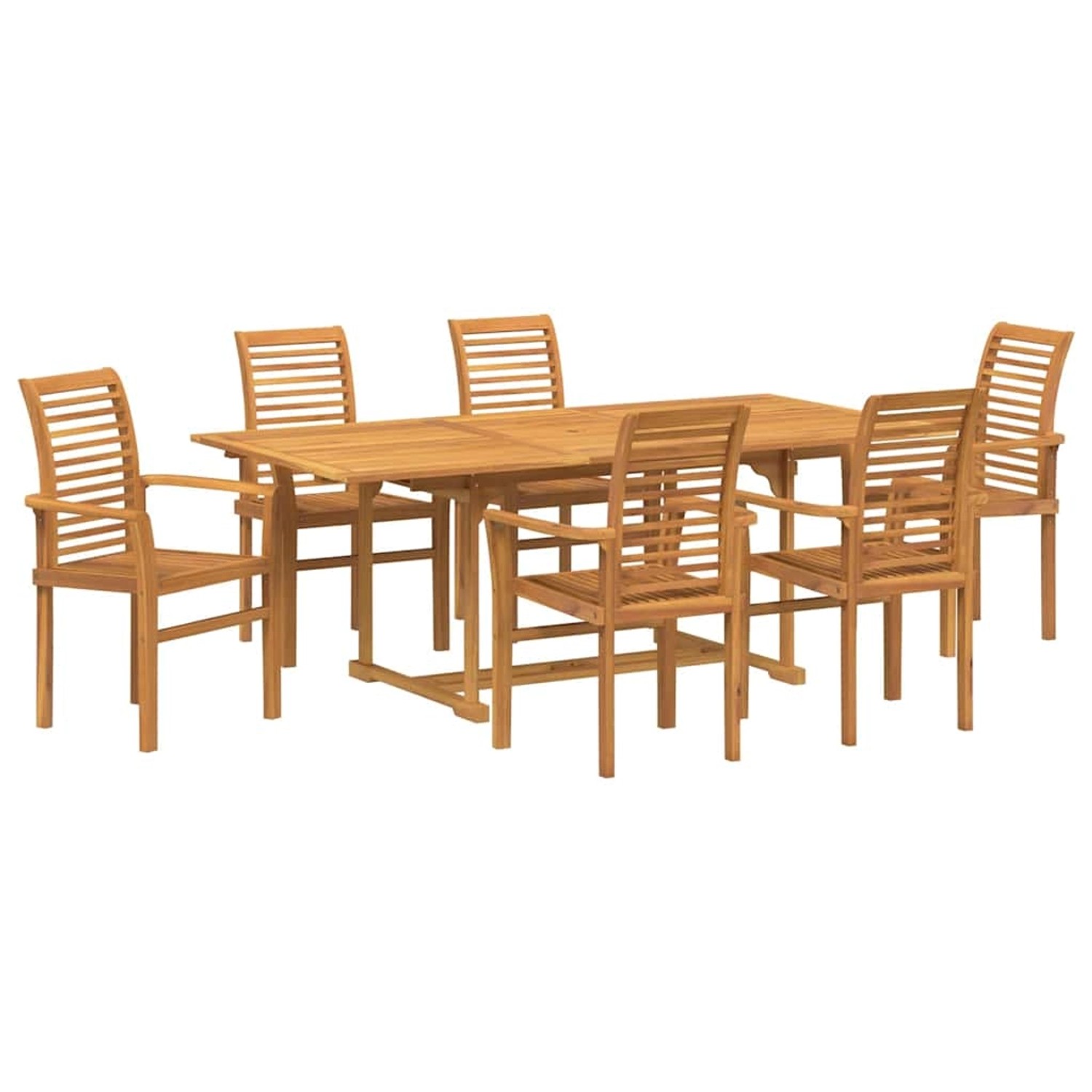 vidaXL Garten Essgruppe 7-Tlg Braun 200 x 100 x 75 cm Massivholz Teak 33839 günstig online kaufen