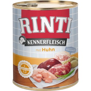 Rinti Kennerfleisch Huhn, 800g Dose Hunde-Nassfutter mit hohem Fleischanteil.