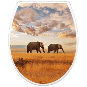 Banjado WC-Sitz Familie mit Elefanten Motiv. Klodeckel mit Absenkautomatik und Kindersitz.