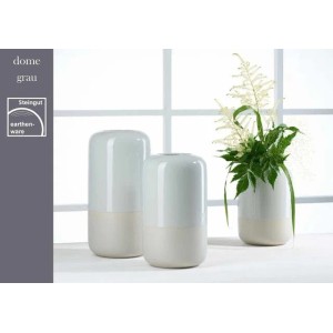 Graue Ritzenhoff & Breker Dome Vase, 20 cm, aus Keramik. Dekorative Blumenvase mit glänzendem Oberteil.