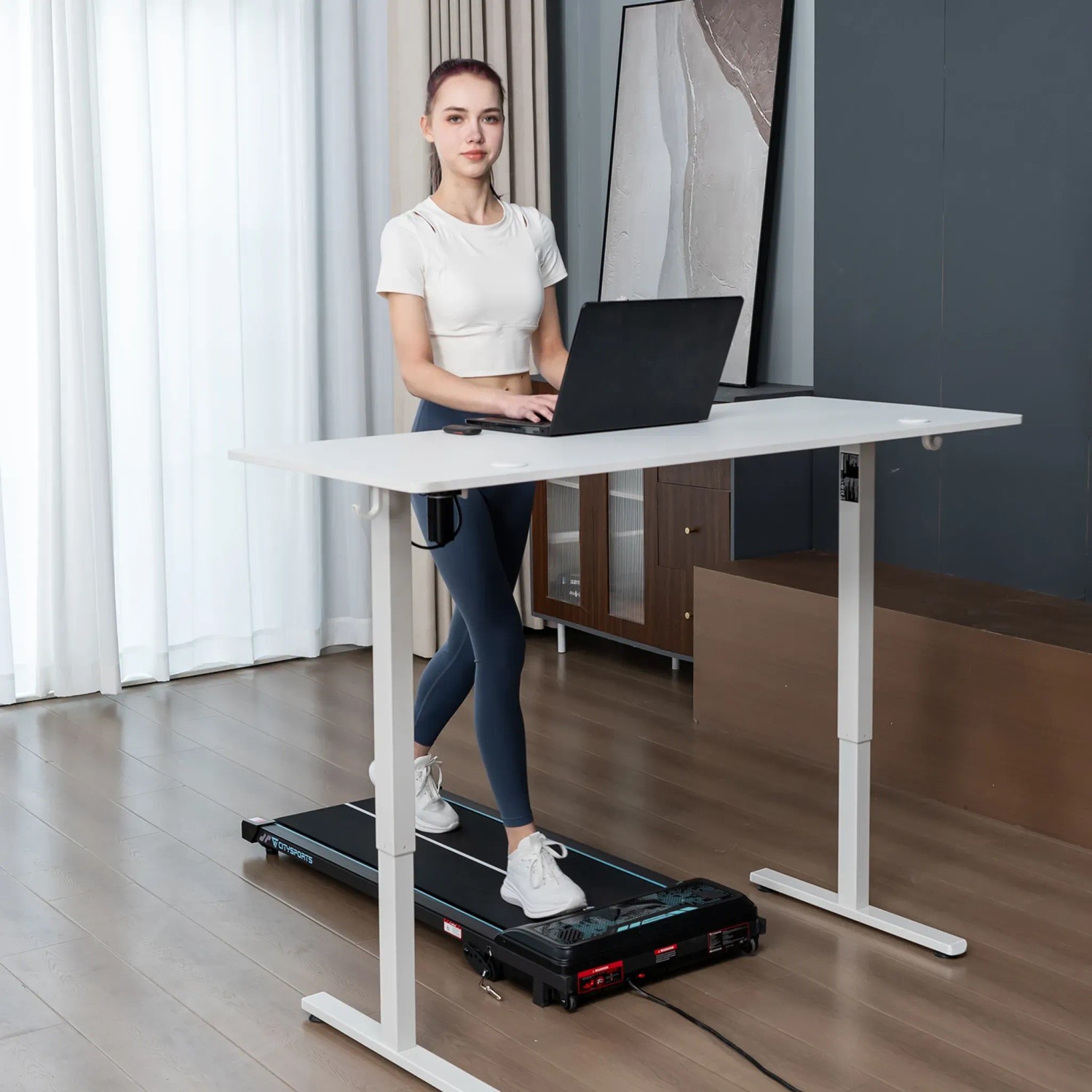 HOMAVO Elektrisch Höhenverstellbarer Schreibtisch 140x60cm mit Memory Funktion Anti Kollisions System Sitzerinnerung Weiß_10