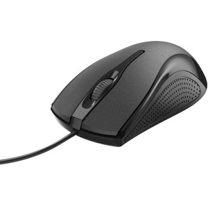 Schwarze Hama 3-Tasten-Maus MC-200 mit Kabel und Scrollrad für Computer & Multimedia.