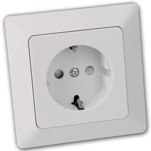 ChiliTec MILOS Schutzkontakt Steckdose Weiß Matt mit Rahmen
