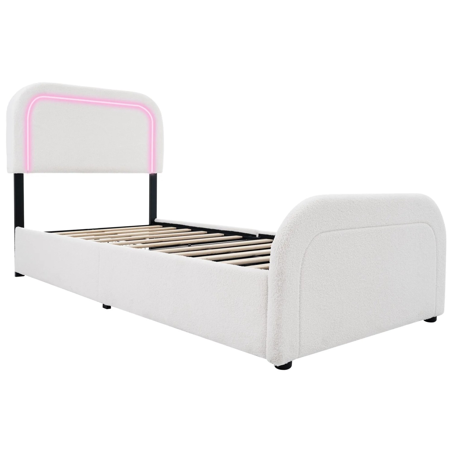 Okwish Polsterbett 90×200 Mit Usb Type C Ladefunktion Led-Beleuchtung Und 2 Schubladen Einzelbett Mit Matratze