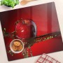Tulup Glas-Herdabdeckplatte mit rotem Apfel und Wasserspritzer. Schneidebrett und Spritzschutz für die Küche.
