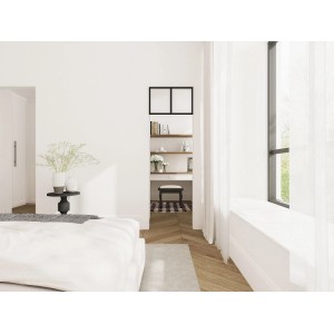 Schwarzes Vente-unique Oberlicht Bayview 63 cm, Industrial-Stil Kunststofffenster in weißer Wand.