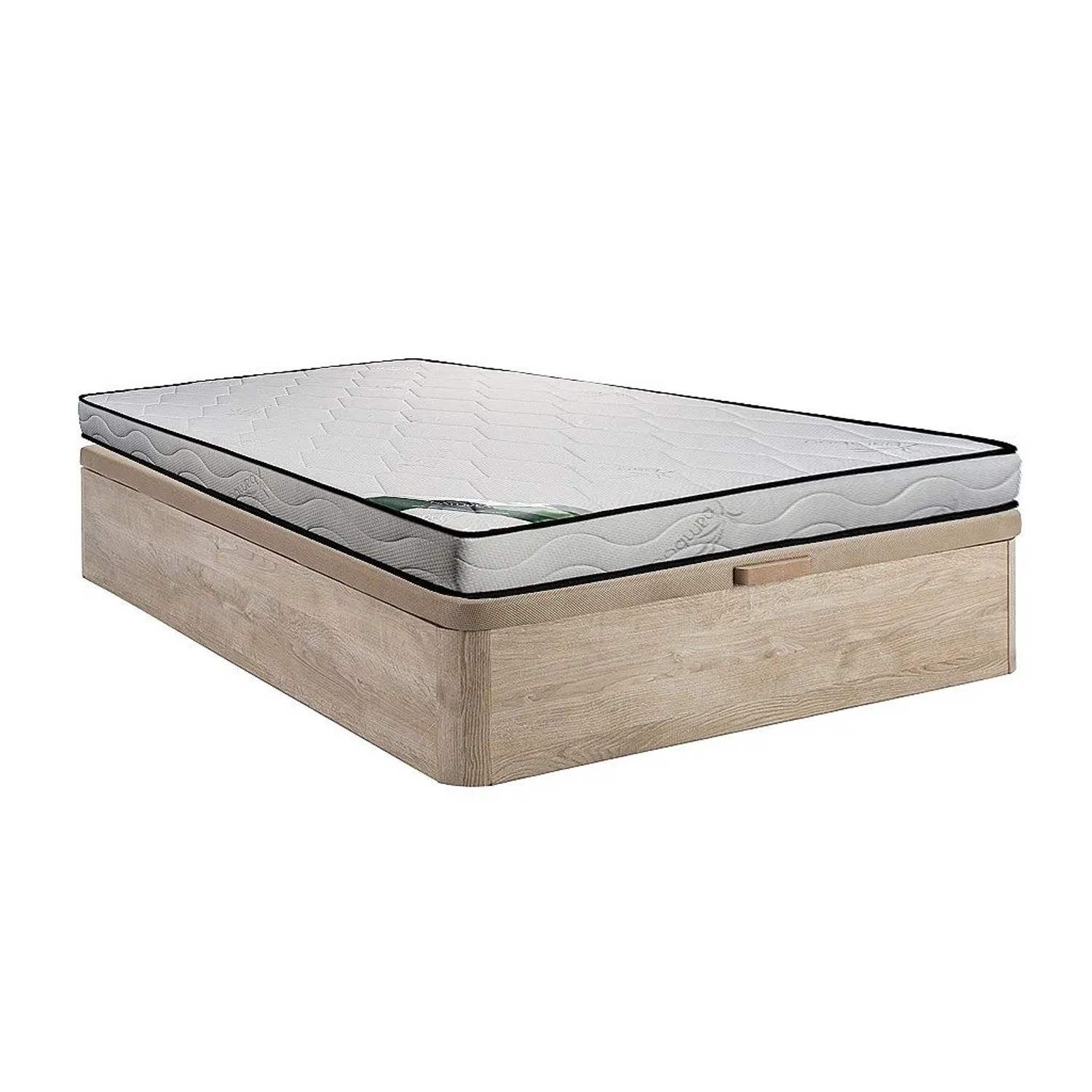 Vente-unique Matratze Und Bettgestell Mit Lattenrost Und Bettkasten Kanani Naturfarben Hell 190 cm
