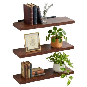 Relaxdays Wandregal MDF Eisen Schwarz 3er Set 4 cm x 80 cm x 23 cm