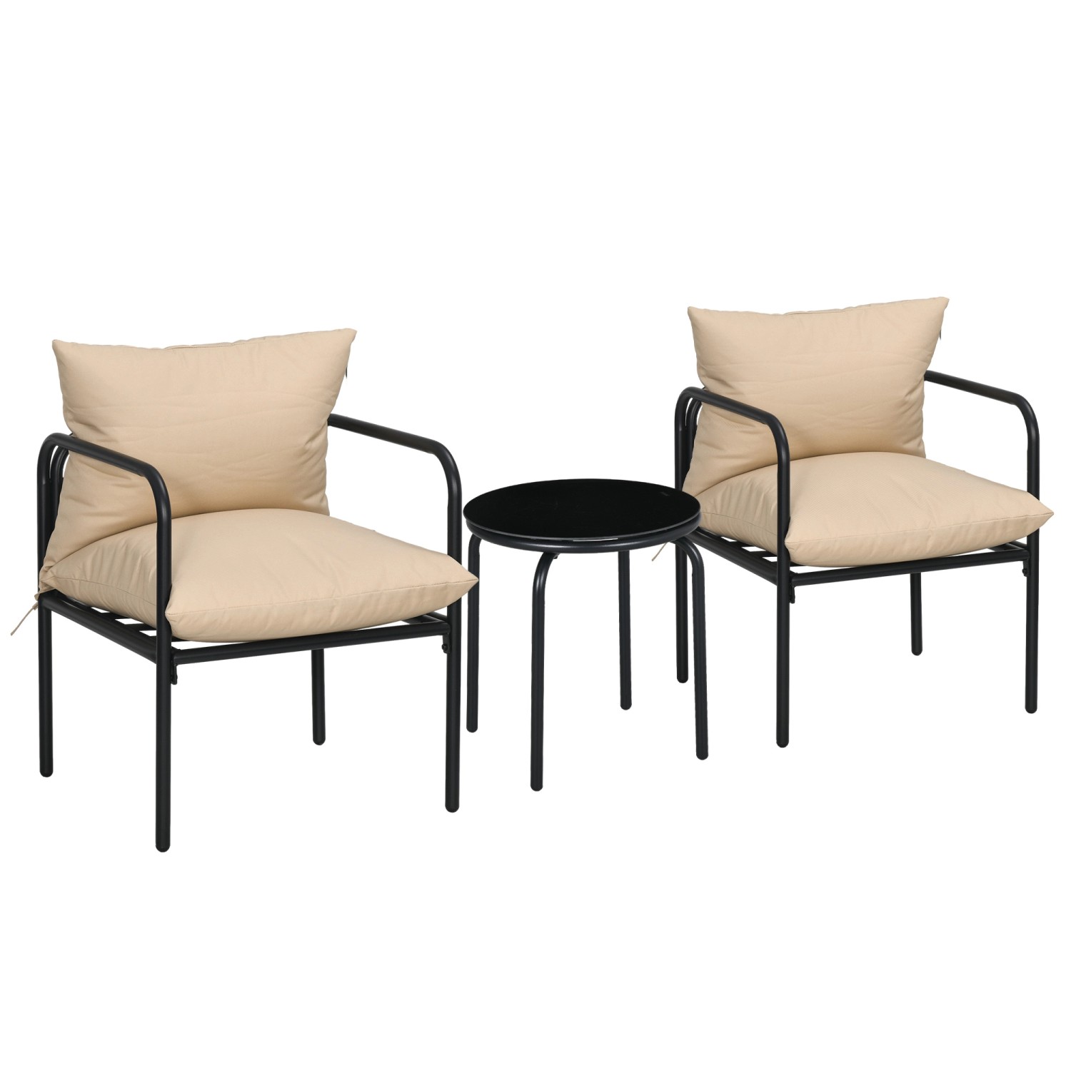 Outsunny Outdoor Bistro Set Stahl Polyester Beige 58L x 58B x 66H cm