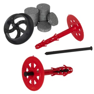 Protektor Dämmstoffdübel Set mit Rondellen und Fräser für Dämmstoffplatten.