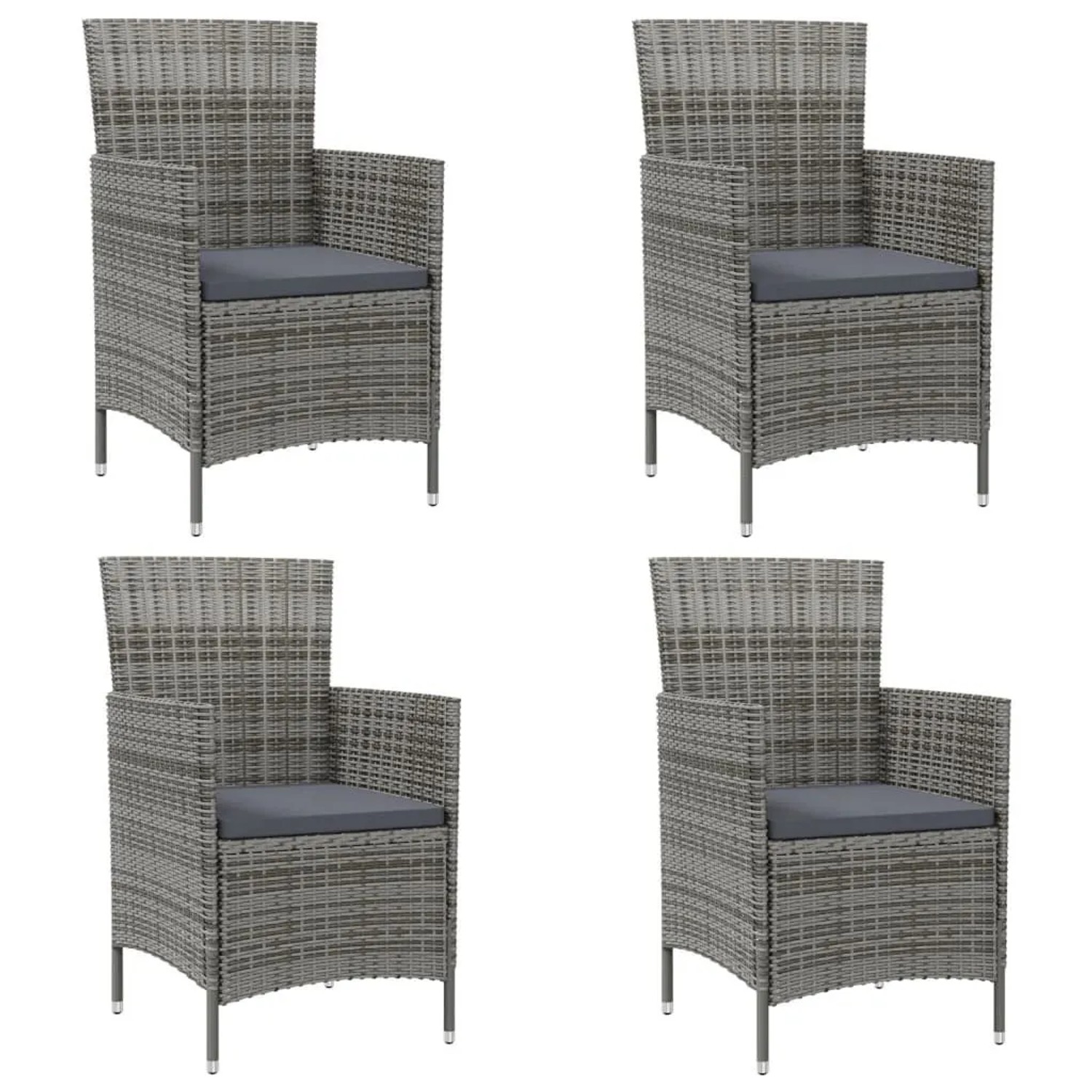 Furnicato Gartenstühle 4er Set Poly Rattan Mit Kissen 61x60x88 Cm Grau