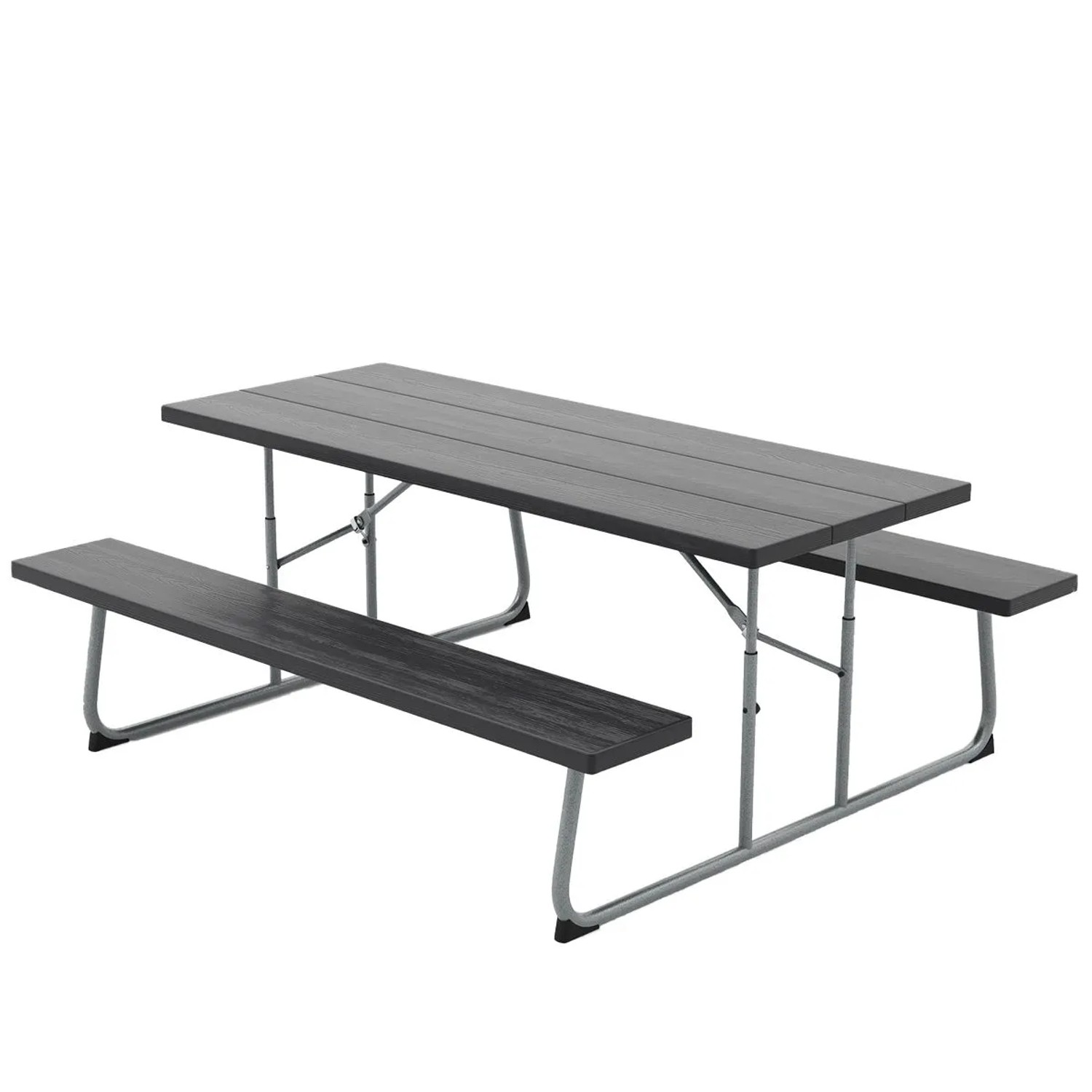 Costway Bierzeltgarnitur Klappbar 183 cm Biertisch mit Schirmloch Schwarz