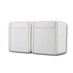 TEM Fontana Doppel Steckdose Horizontal Weiß 250V16A IP44