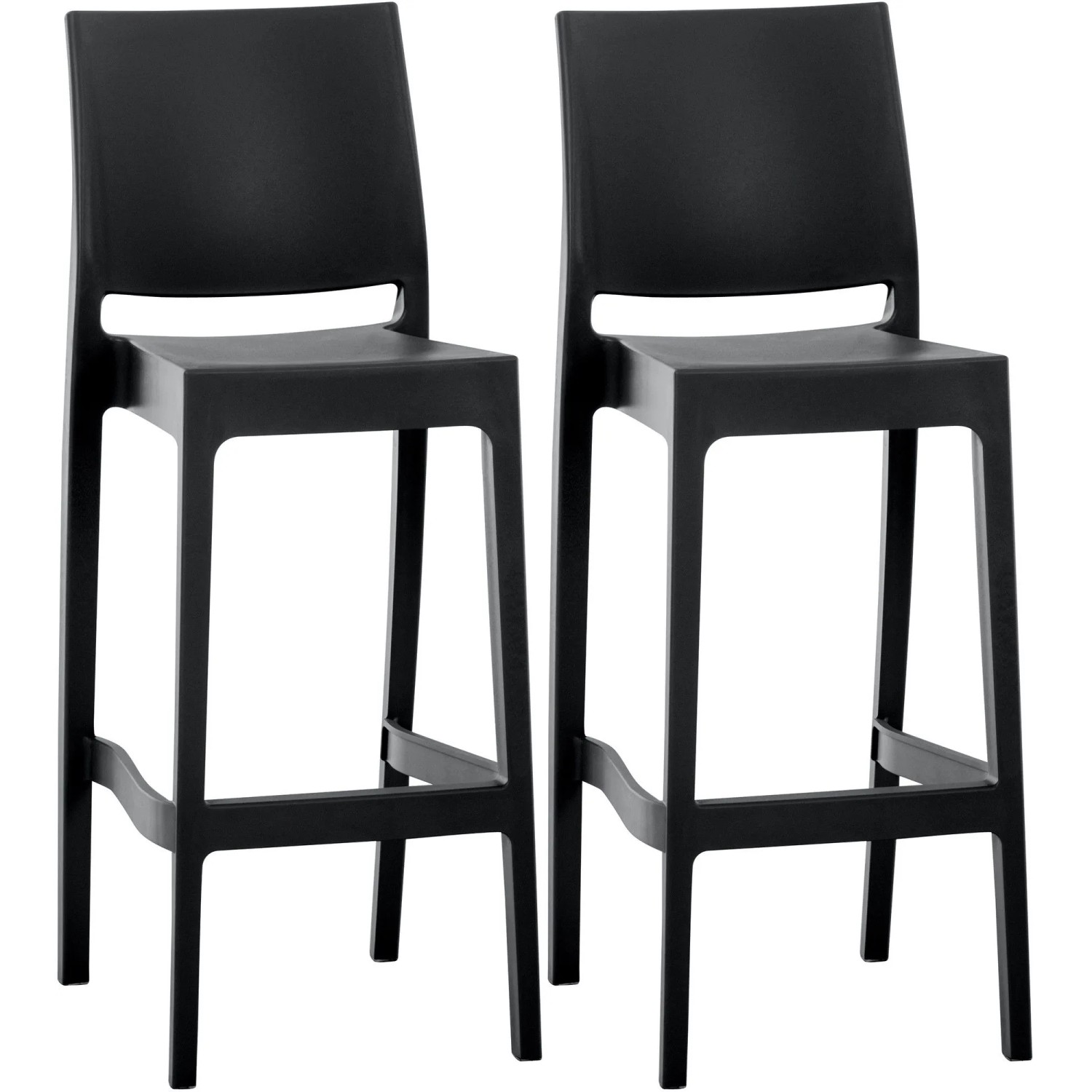 DELUKE Barhocker 2er Set MIAMI Schwarz Kunststoff Barstuhl Mit Lehne Tresenhocker Tresenstuhl