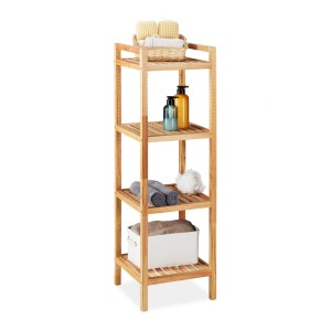 Relaxdays Badregal Walnuss Natur 4 Ablagen 110 cm x 35 cm x 35 cm 4,2 kg