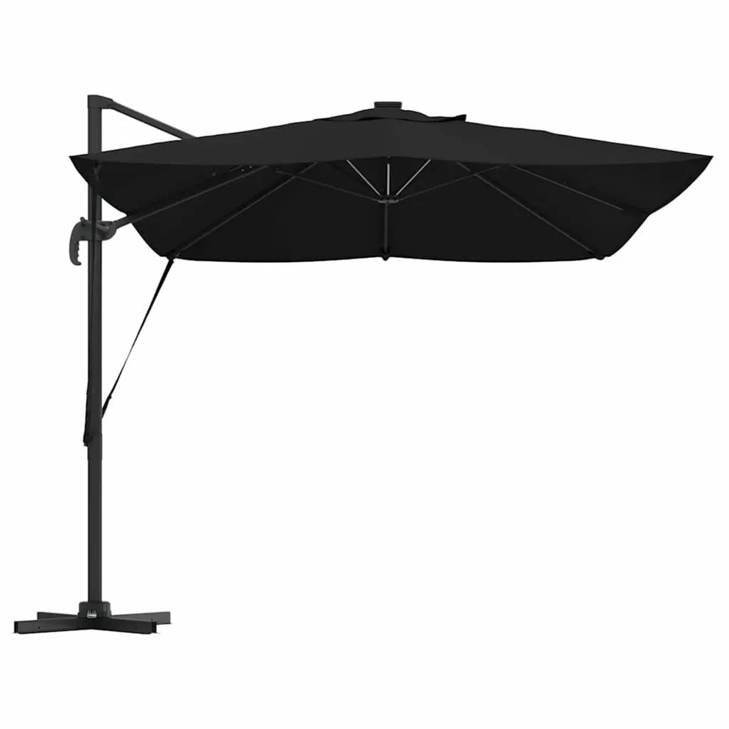Schwarzer vidaXL Ampelschirm Roma mit rechteckigem Polyesterdach und Aluminiumgestell. Ideal für Sonnenschutz im Garten.