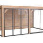 Moderne weka Gartenlaube Lumley aus Fichte mit Flachdach, Glas-Schiebetüren und Holzwänden. Ideal als Terrassenüberdachung.