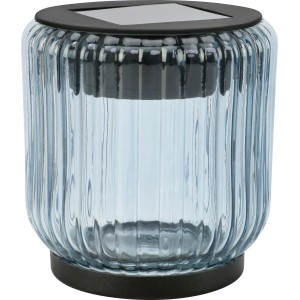Rauchblaue Solar-LED-Dekoleuchte, Ø 8 cm, für den Außenbereich.