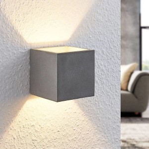 Lindby Beton Wandleuchte Wandlampe Innen Nellie 9624673 Modern in Alu aus Beton 1-flammig G9 Wohnzimmerleuchte