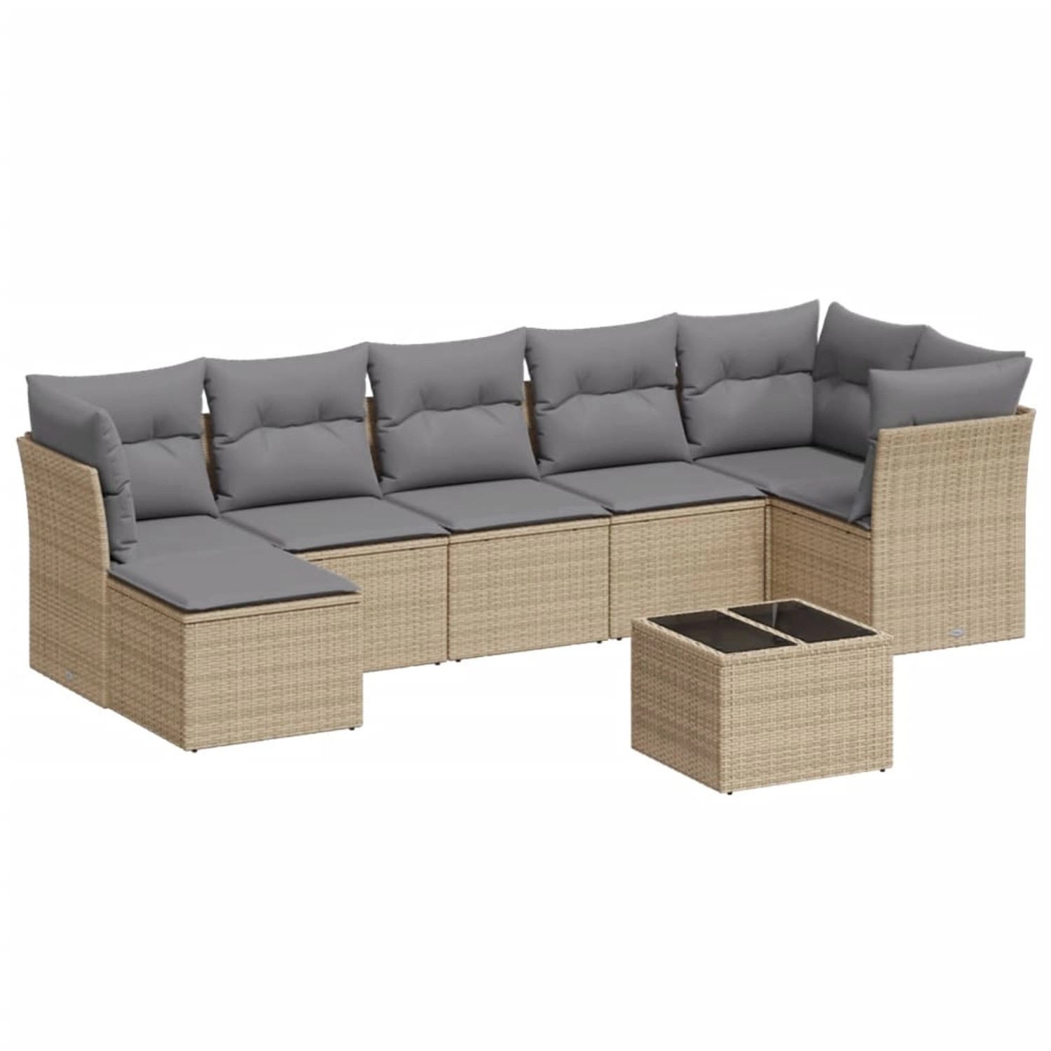 vidaXL 8-Tlg Garten-Sofagarnitur mit Kissen Beige Poly Rattan 3217979 günstig online kaufen