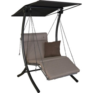 Angerer Hollywoodschaukel Luxus Smart Sand, 1-Sitzer mit Sonnendach und verstellbarer Liegefläche.