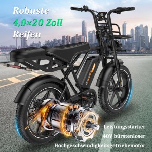 RCB G19 E-bike 20×4,0Zoll 22,5Ah Akku Reichweite 120-130KM 250W 7-Gang APP NFC