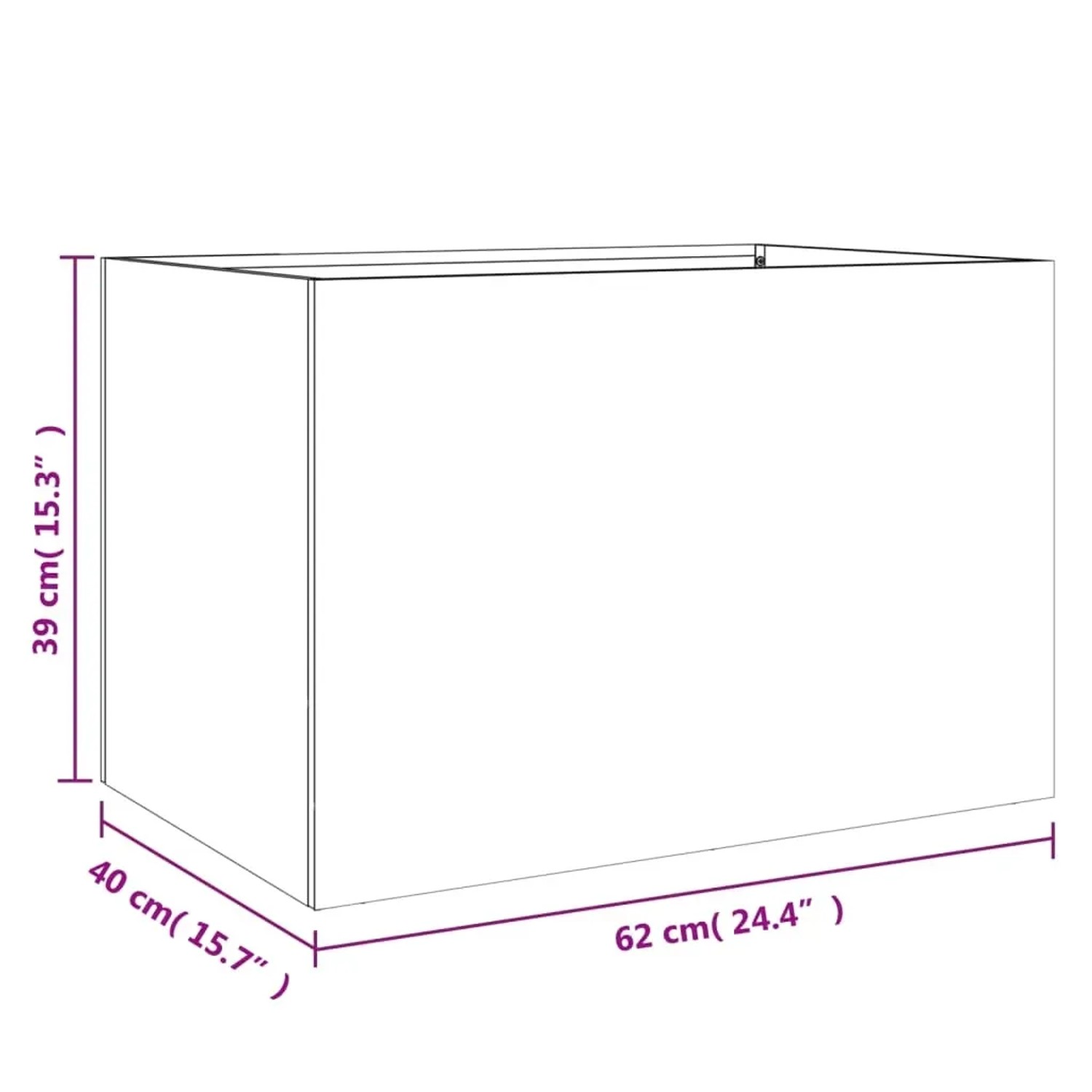 Anthrazitfarbener vidaXL Pflanzkübel aus Stahl, 62x40x39 cm, ideal für Garten und Balkon.