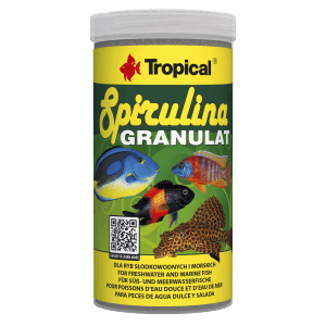 Tropical Fischfutter Spirulina Granulat, 250ml Dose für Süß- und Meerwasserfische.