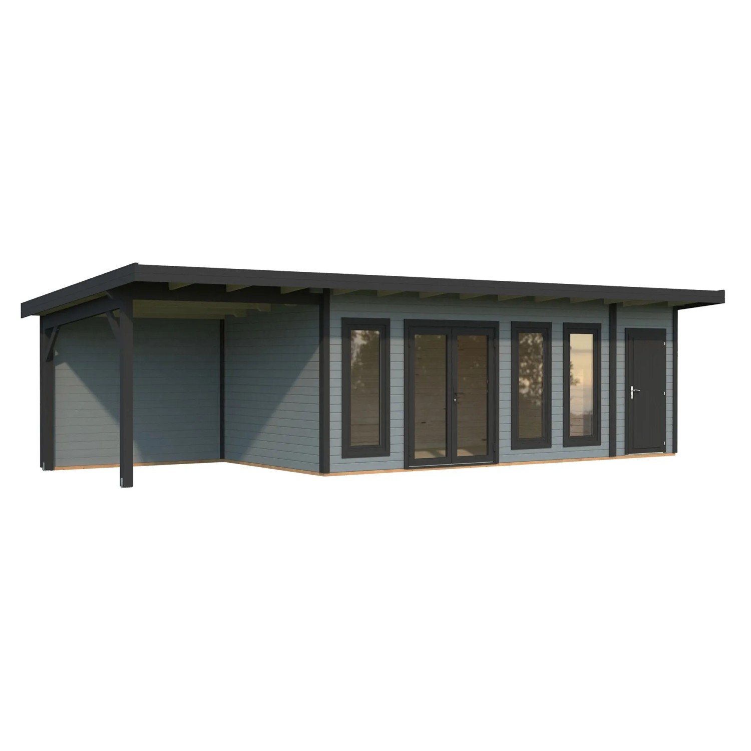 Palmako Holz-Gartenhaus Aurelia Pultdach Lackiert 973 cm x 300 cm 27,1 m²