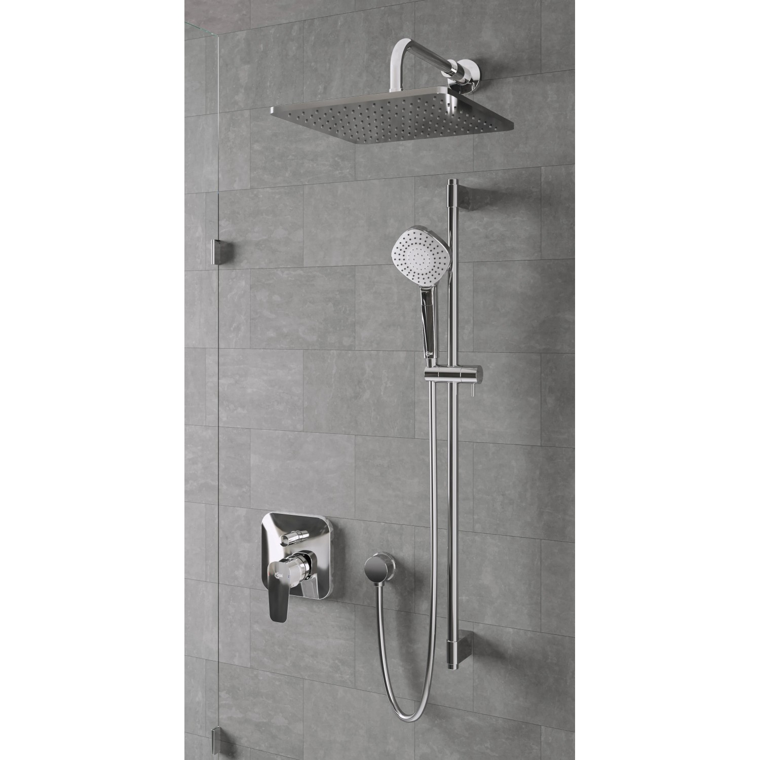 Ideal Standard Idealrain Brausegarnitur mit Kopf- und Handbrause, Chrom