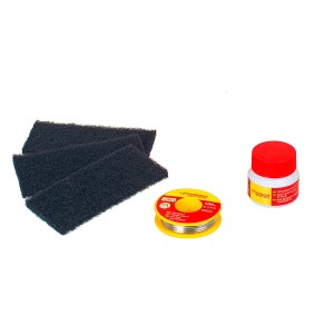 Rothenberger Weichlöt-Set: Löt-Zubehör mit Pads, Flussmittel und Lot für Kupferrohr-Installationen.