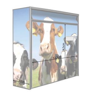 Banjado Briefkasten mit Kuh Motiv, schwarz, inkl. Montagematerial und 2 Schlüsseln. Großes Fassungsvermögen.