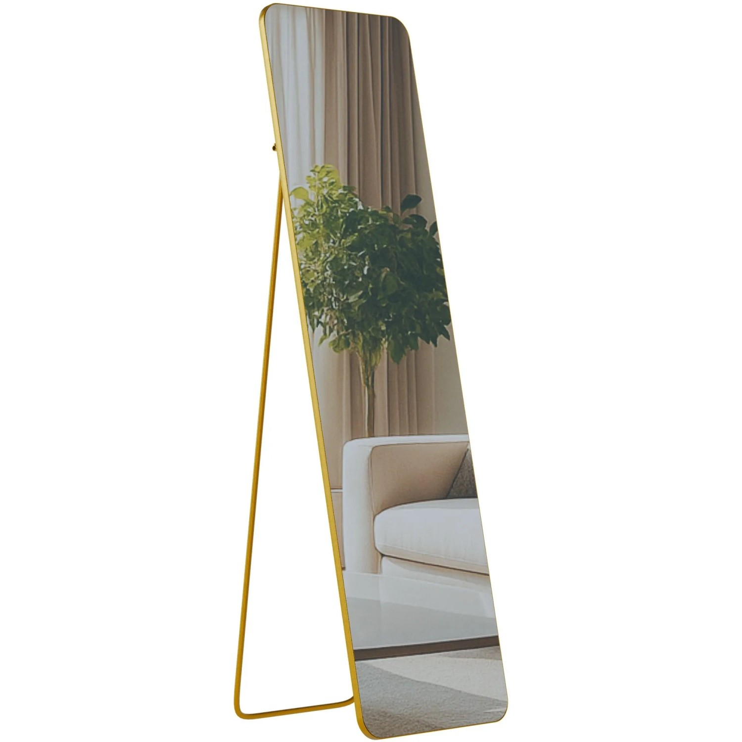 DELUKE Standspiegel MURCIA Glas Gold Glanz 40x3x140cm Ganzkörperspiegel Freistehender Spiegel Groß Schlafzimmer