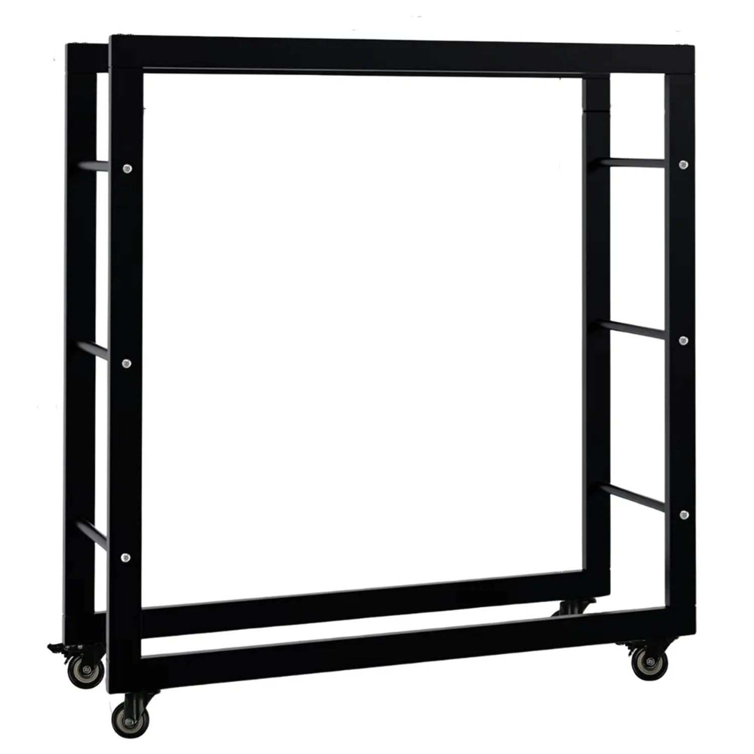 DELUKE Kaminholzregal Innen Metall SATLO Mit Rollen Brennholzregal Innen Kaminholzständer Feuerholzregal Schwarz 25x80x80cm